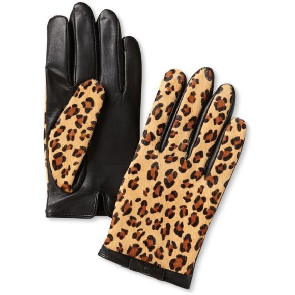 Genuine calf hair and leather leopard gloves - Picture 6 of 7